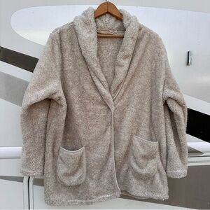 Soft Surroundings Most Wonderful Teddy Cardigan XL Beige Brown Shawl Collar EX27